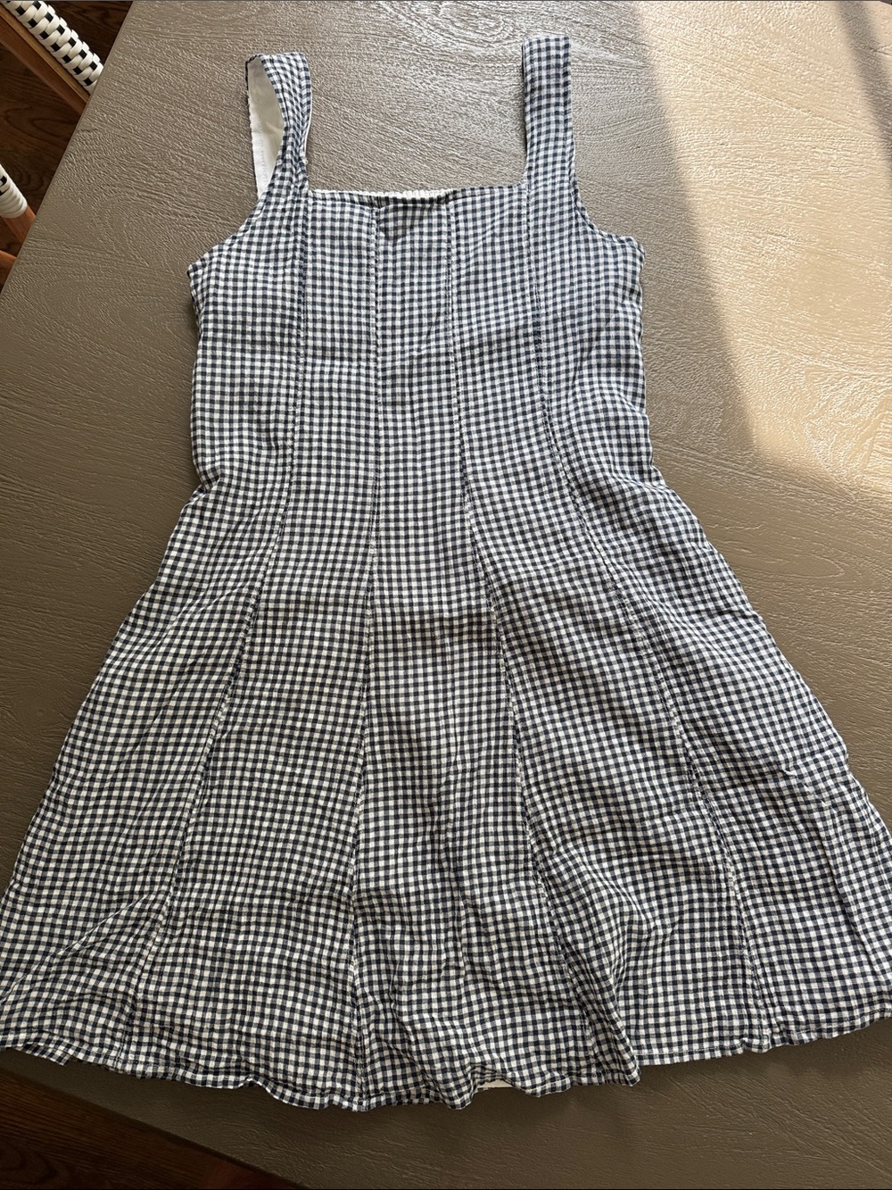 Abercrombie Kids Navy & White Gingham Dress with Smocked Back, size 13/14